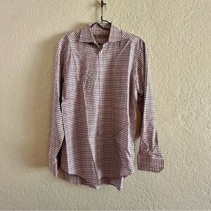 ETRO Men’s Designer Button Down Shirt Pink Black Check Pattern Size XL Cotton